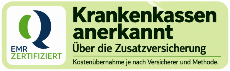 EMR zertifiziert – Krankenkassen anerkannt über die Zusatzversicherung. Kostenübernahme je nach Versicherer und Methode.